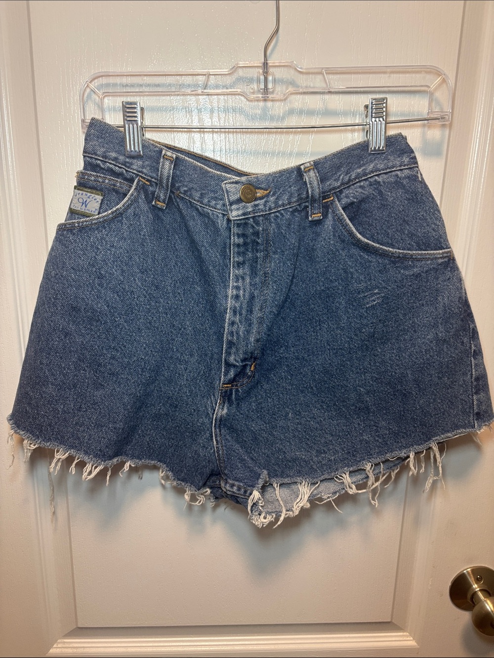 Wrangler Dark Blue Frayed Hem Denim Cutoff Shorts